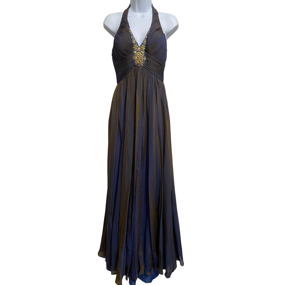 100% Silk Babydoll Whimsical Fairy Halter Neck Formal Prom Dress 4 Gala Ball